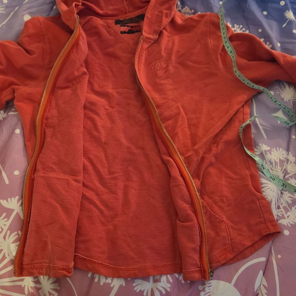 Tommy Jeans Women's Red Full Zip Hoodie Sweatshirt M Logo Cotton Blend - Picture 5 of 8
